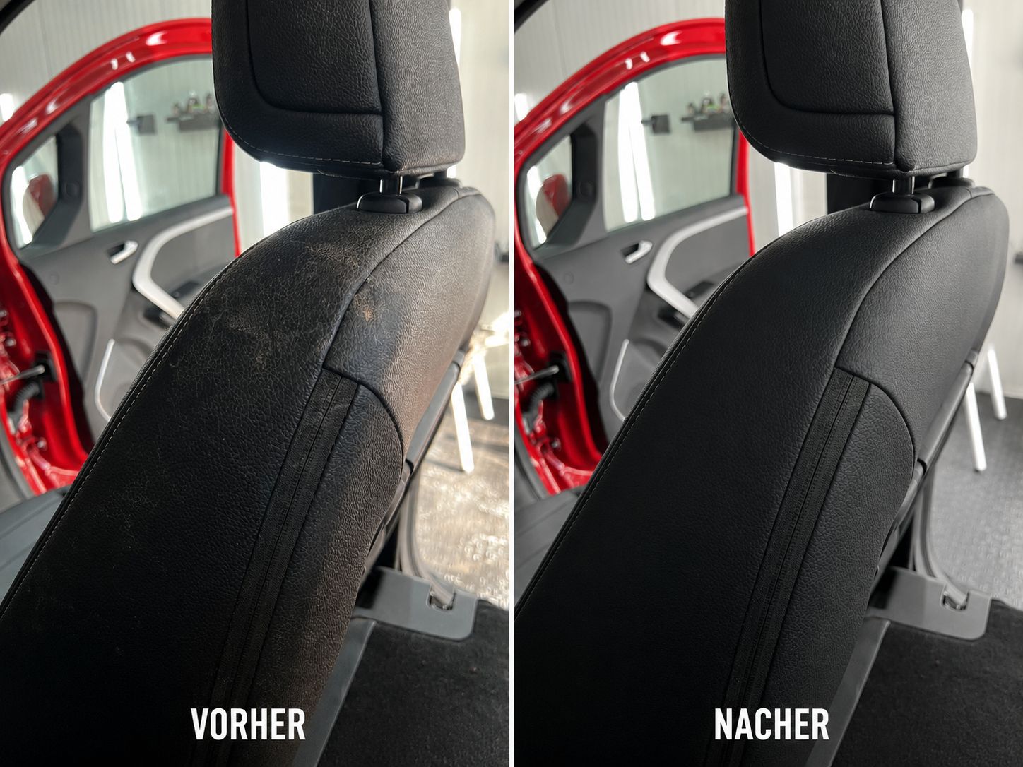 Vorher Nachher – Sitz Lederreinigung