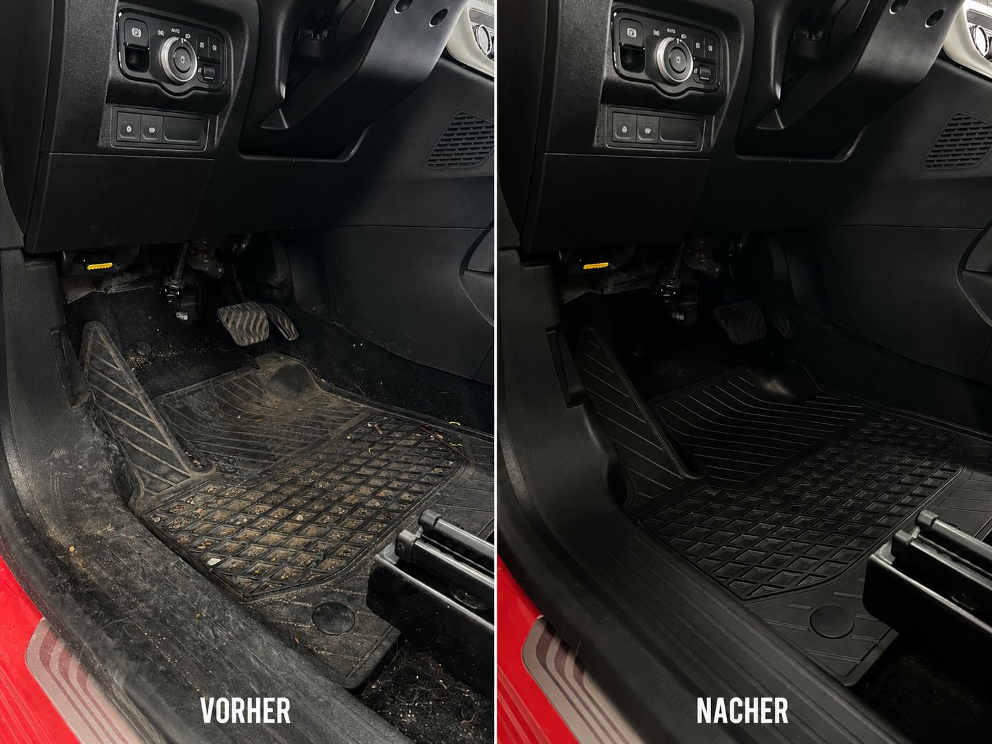 Vorher Nachher – Fußraum Fahrerseite